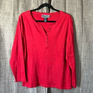 Karen Scott red long sleeve Henley size XL